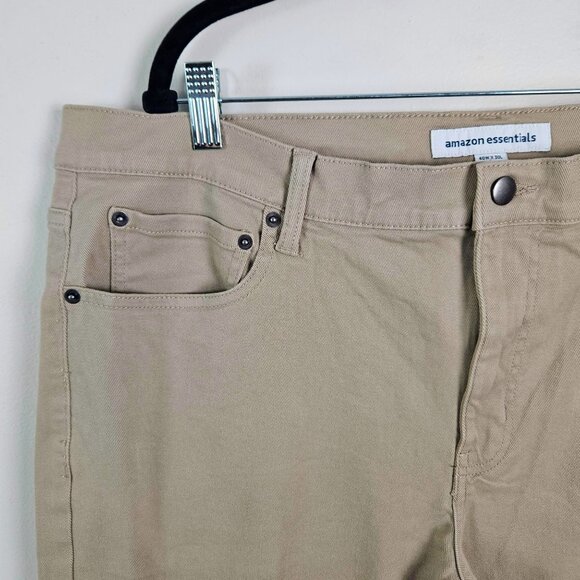 Mens Essentials Khaki Pants 40W X 30L Cotton Blend Work Casual Everyday Wear - Picture 6 of 11